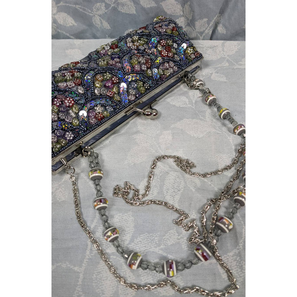 Vintage Hand Beaded / Bedazzled / Sequin / Gem Clutch Purse - Picture 1 of 4